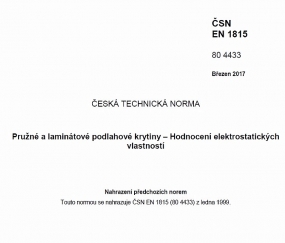 Pružné a laminátové podlahové krytiny - Hodnocení elektrostatických vlastností